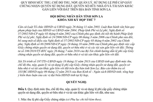 Nghị quyết 59/2013/NQ-HĐND mức thu nộp lệ phí cấp giấy chứng nhận quyền sử dụng đất Sơn La