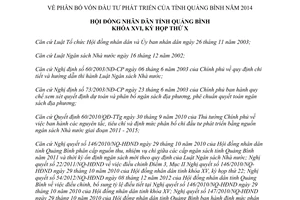 Nghị quyết 71/2013/NQ-HĐND phân bổ vốn đầu tư phát triển của tỉnh Quảng Bình 2014