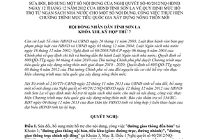 Nghị quyết 63/2013/NQ-HĐND sửa đổi Nghị quyết 40/2012/NQ-HĐND mức hỗ trợ từ ngân sách Tỉnh Sơn La