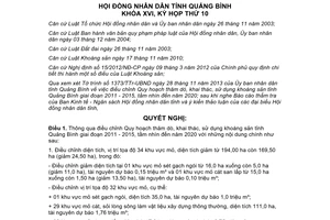 Nghị quyết 73/2013/NQ-HĐND thăm dò khai thác sử dụng khoáng sản Quảng Bình