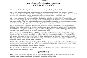 Nghị quyết 18/2013/NQ-HĐND Phí sử dụng bến bãi cửa khẩu chợ biên giới Cao Bằng