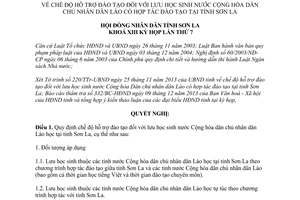 Nghị quyết 62/2013/NQ-HĐND chế độ hỗ trợ đào tạo đối với lưu học sinh Lào học tỉnh Sơn La