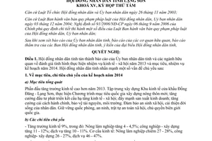 Nghị quyết 123/2013/NQ-HĐND mục tiêu nhiệm vụ kế hoạch năm 2014 Lạng Sơn