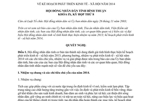 Nghị quyết 54/2013/NQ-HĐND kế hoạch phát triển kinh tế xã hội 2014 Bình Thuận