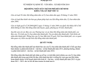 Nghị quyết 38/2013/NQ-HĐND nhiệm vụ kinh tế văn hóa xã hội QPAN 2014 Hồ Chí Minh