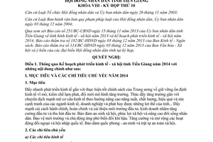 Nghị quyết 59/2013/NQ-HĐND Kế hoạch phát triển kinh tế - xã hội tỉnh Tiền Giang 2014