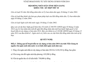 Nghị quyết 63/2013/NQ-HĐND kế hoạch đầu tư xây dựng cơ bản 2014 Tiền Giang