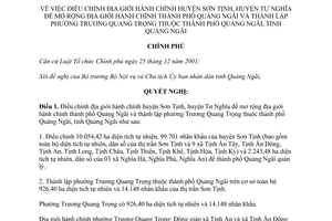 Nghị quyết 123/NQ-CP năm 2013 điều chỉnh địa giới hành chính Sơn Tịnh Tư Nghĩa Quảng Ngãi