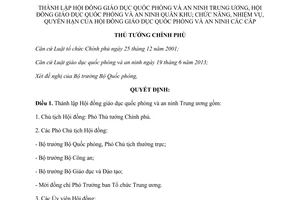 Quyết định 2419/QĐ-TTg năm 2013 thành lập Hội đồng giáo dục quốc phòng an ninh Trung ương