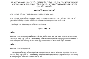 Quyết định 2426/QĐ-TTg năm 2013 kế hoạch vốn trái phiếu cải tạo Quốc lộ 1A đường Hồ Chí Minh