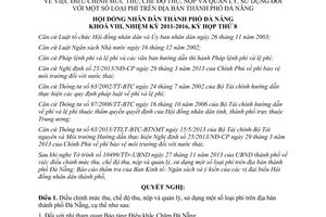 Nghị quyết số 47/2013/NQ-HĐND mức thu chế độ thu nộp và quản lý sử dụng một số loại phí Đà Nẵng