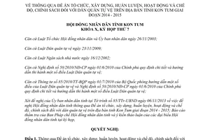 Nghị quyết số 34/2013/NQ-HĐND chế độ chính sách đối với dân quân tự vệ 2014 2015 Kon Tum