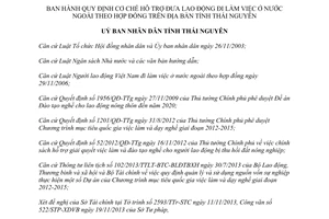 Quyết định 29/2013/QĐ-UBND hỗ trợ đưa lao động làm việc ở nước ngoài theo hợp đồng Thái Nguyên