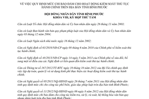 Nghị quyết 19/2013/NQ-HĐND mức chi bảo đảm hoạt động kiểm soát thủ tục hành chính Bình Phước