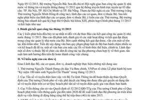 Thông báo 147/TB-BTTTT kết luận Bộ trưởng Nguyễn Bắc Son Hội nghị giao ban tháng 11 2013