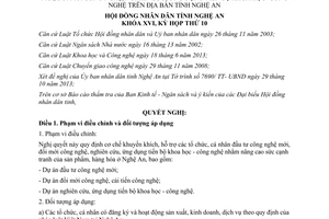 Nghị quyết 116/2013/NQ-HĐND khuyến khích hỗ trợ tổ chức cá nhân đầu tư công nghệ mới Nghệ An 2013
