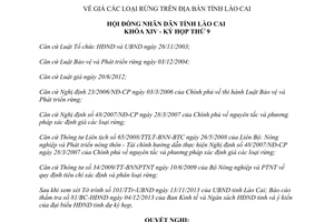 Nghị quyết 25/2013/NQ-HĐND giá các loại rừng trên địa bàn tỉnh Lào Cai