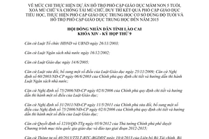 Nghị quyết 34/2013/NQ-HĐND mức chi thực hiện hỗ trợ phổ cập giáo dục đến năm 2015 Lào Cai