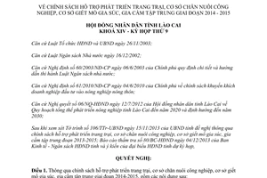 Nghị quyết 24/2013/NQ-HĐND chính sách hỗ trợ phát triển trang trại chăn nuôi công nghiệp Lào Cai