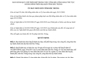 Quyết định 47/2013/QĐ-UBND Quy chế phối hợp công bố công khai thủ tục hành chính Sóc Trăng