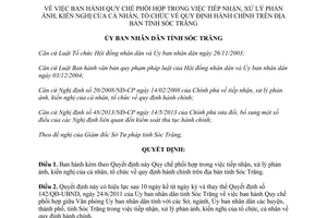 Quyết định 48/2013/QĐ-UBND Quy chế tiếp nhận xử lý phản ánh kiến nghị hành chính Sóc Trăng