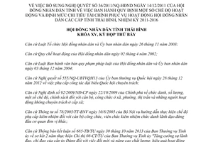 Nghị quyết 27/2013/NQ-HĐND bổ sung chế độ chi tiêu tài chính HĐND Thái Bình 2011 2016