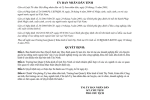 Quyết định 56/2013/QĐ-UBND quản lý tạm trú lưu trú tại doanh nghiệp chuyên gia nước ngoài Tây Ninh