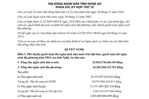 Nghị quyết số 100/2013/NQ-HĐND phê chuẩn quyết toán thu chi ngân sách tỉnh Nghệ An