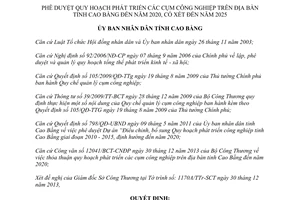 Quyết định 2415/QĐ-UBND Quy hoạch phát triển Cụm công nghiệp tỉnh Cao Bằng đến năm 2020