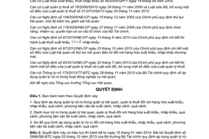 Quyết định 3273/QĐ-BTC năm 2013 quản lý rủi ro hải quan quản lý thuế hàng hóa xuất nhập khẩu