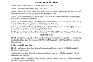 Quyết định 4063/QĐ-UBND 2013 sửa đổi Quy chế quản lý tài chính Quỹ Bảo vệ môi trường Bình Định