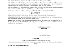 Quyết định 3518/QĐ-UBND năm 2013 Kế hoạch cải cách hành chính 2014 Khánh Hòa