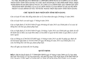 Quyết định 3647/QĐ-UBND năm 2013 bãi bỏ 7/2004/QĐ-UBND hôn nhân gia đình yếu tố nước ngoài Tiền Giang