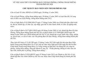 Quyết định 8017/QĐ-UBND năm 2013 giải thể Văn phòng Ban Chỉ đạo Phòng chống tham nhũng Hà Nội