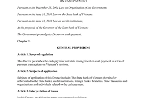 Decree No. 222/2013/ND-CP on cash payment