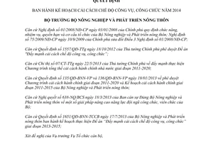 Quyết định 3121/QĐ-BNN-TCCB năm 2013 cải cách chế độ công vụ công chức 2014