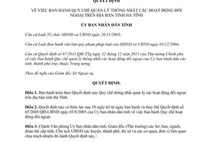 Quyết định 56/2013/QĐ-UBND quy chế thống nhất quản lý hoạt động đối ngoại Hà Tĩnh