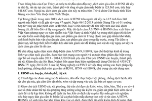 Chỉ thị 37/CT-UBND năm 2013 phòng chống dịch cúm gia cầm A/H5N1 H7N9 H10N8 Nghệ An