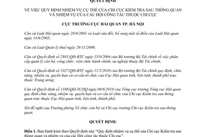 Quyết định 2063/QĐ-HQHN năm 2013 nhiệm vụ Chi cục Kiểm tra sau thông quan Hà Nội