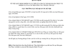 Quyết định 2056/QĐ-HQHN năm 2013 nhiệm vụ Chi cục Hải quan Gia Thụy và Đội công tác