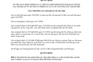 Quyết định 2049/QĐ-HQHN năm 2013 nhiệm vụ Đội kiểm soát Hải quan vaf Tổ công tác