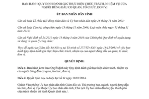 Quyết định 41/2013/QĐ-UBND đánh giá người đứng đầu cơ quan tổ chức đơn vị Tuyên Quang