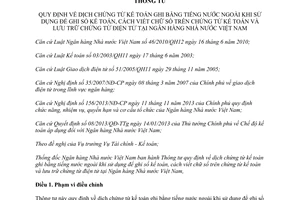 Thông tư 38/2013/TT-NHNN dịch chứng từ kế toán bằng tiếng nước ngoài ghi sổ kế toán