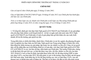 Nghị quyết 142/NQ-CP năm 2013 phiên họp Chính phủ thường kỳ tháng 12