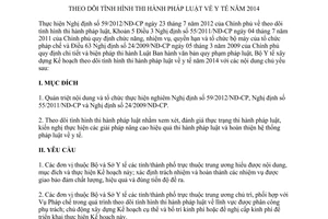 Kế hoạch số 1098/KH-BYT 2013 Theo dõi tình hình thi hành pháp luật về y tế năm 2014