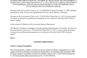 Circular No. 220/2013/TT-BTC guiding Decree No.71/2013/ND-CP state capital investment in enterprises