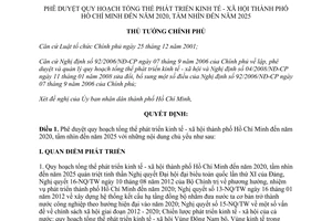 Quyết định 2631/QĐ-TTg 2013 quy hoạch tổng thể phát triển kinh tế xã hội Hồ Chí Minh đến 2020