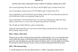 Thông tư 35/2013/TT-NHNN hướng dẫn thực hiện quy định phòng chống rửa tiền