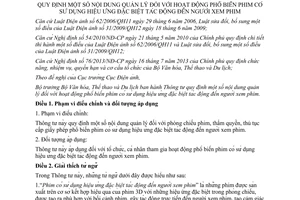 Thông tư 20/2013/TT-BVHTTDL quản lý phổ biến phim sử dụng hiệu ứng đặc biệt tác động người xem phim