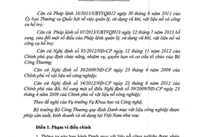 Thông tư 45/2013/TT-BCT vật liệu nổ công nghiệp được phép sản xuất kinh doanh sử dụng Việt Nam